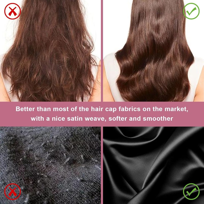 LEADUWAY 2Pcs Satin Bonnet Silk Bonnet, Hair Bonnet for Sleeping, Elastic Wide Band Silk Sleep Cap, Soft and Breathable(Black Leopard) - Image 5